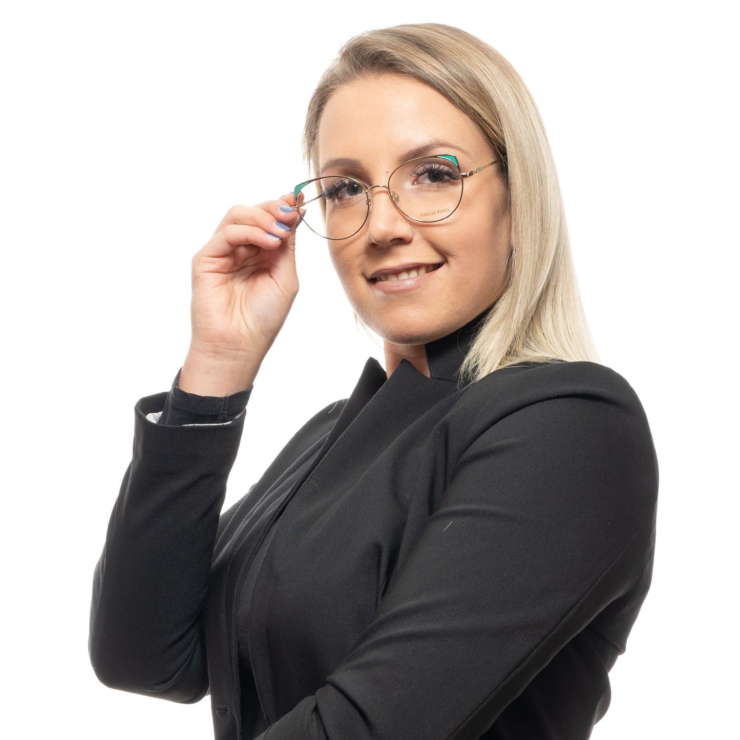 Gold women's optical frames with 17mm bridge width and 140mm temples length