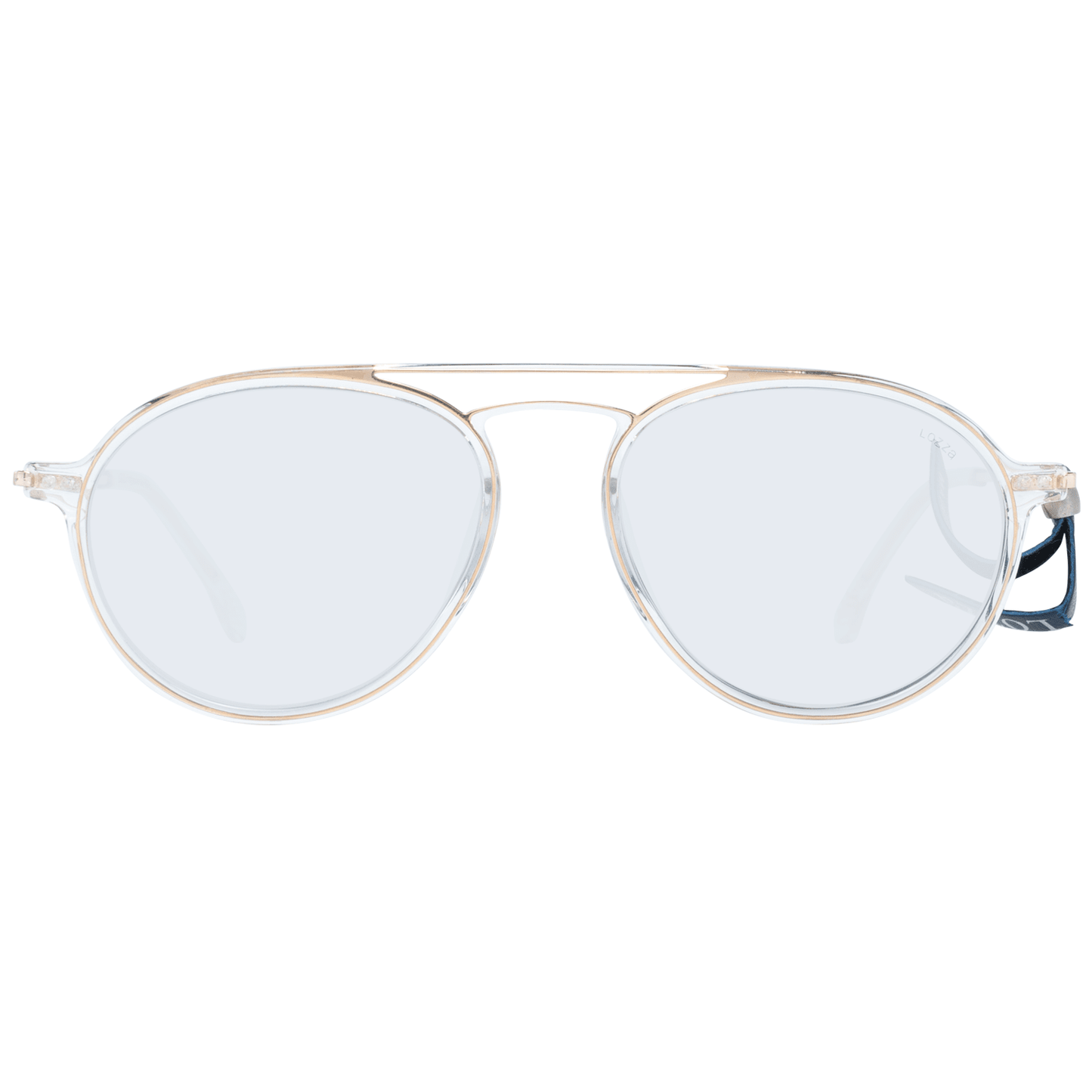 Gold Frame Unisex Sunglasses with Transparent Plastic Lenses and Metal & Plastic Frame Material