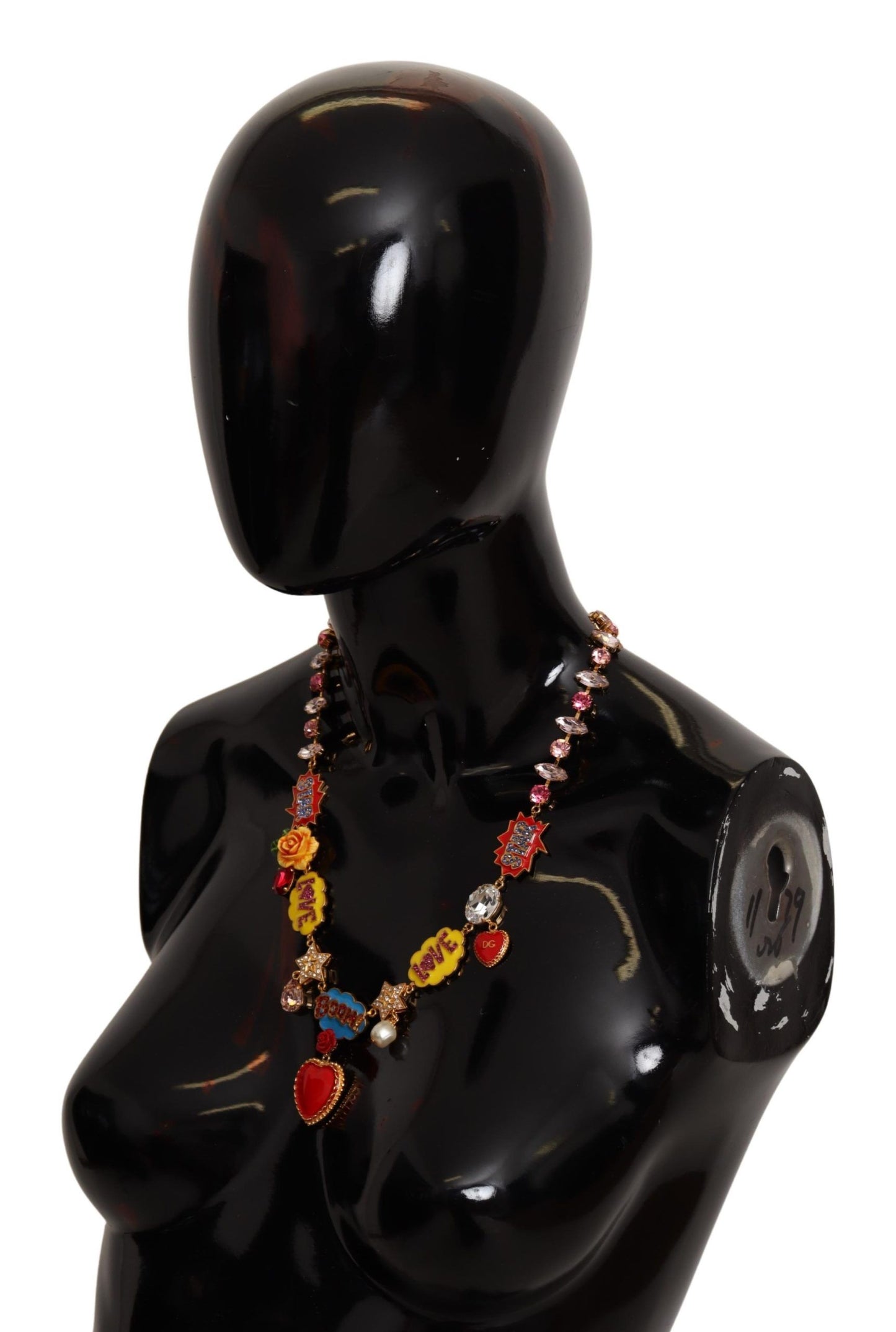 Opulent necklace with playful and whimsical hand-painted elements
