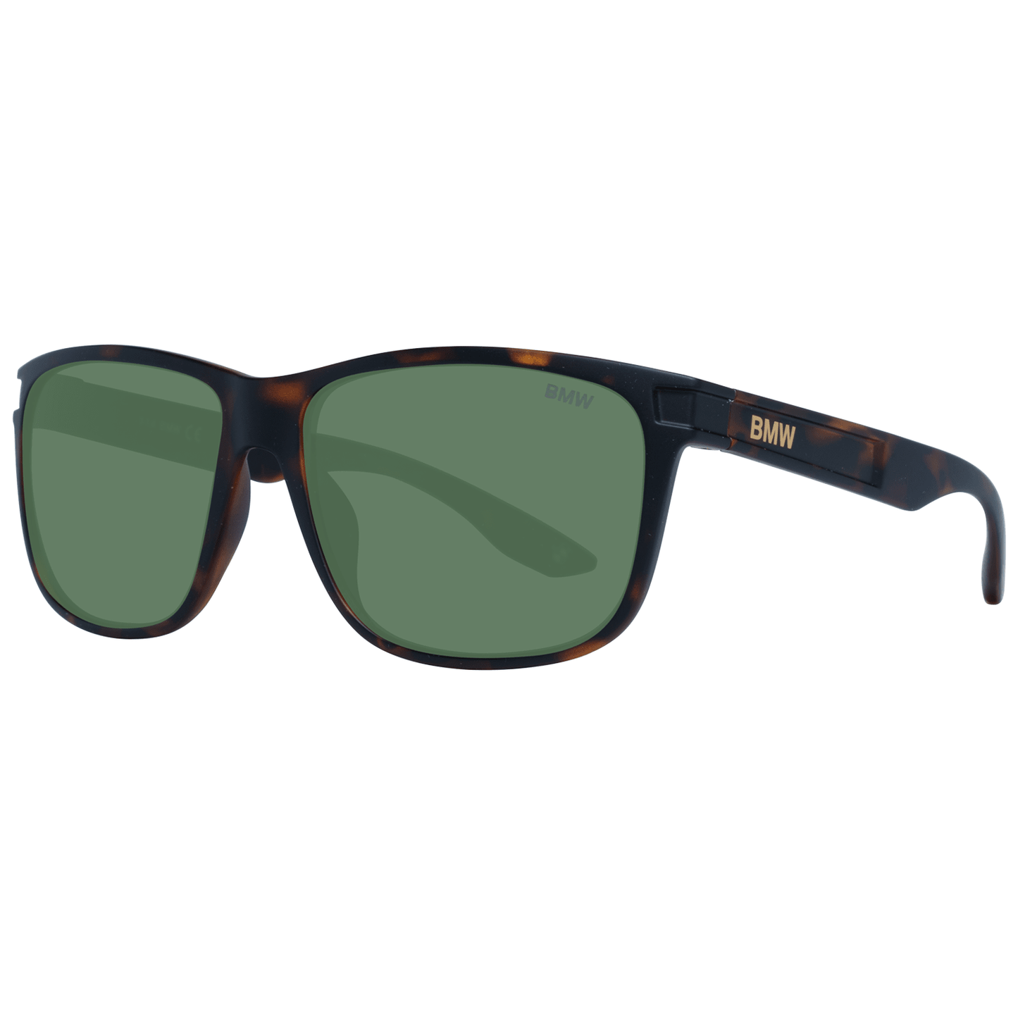 Brown square men's sunglasses with green lenses and full-rim frame