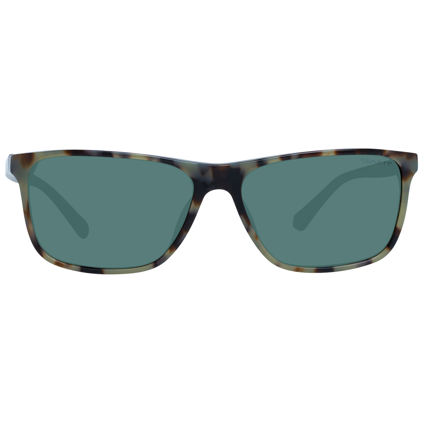 Square style brown sunglasses with green lenses and full-rim