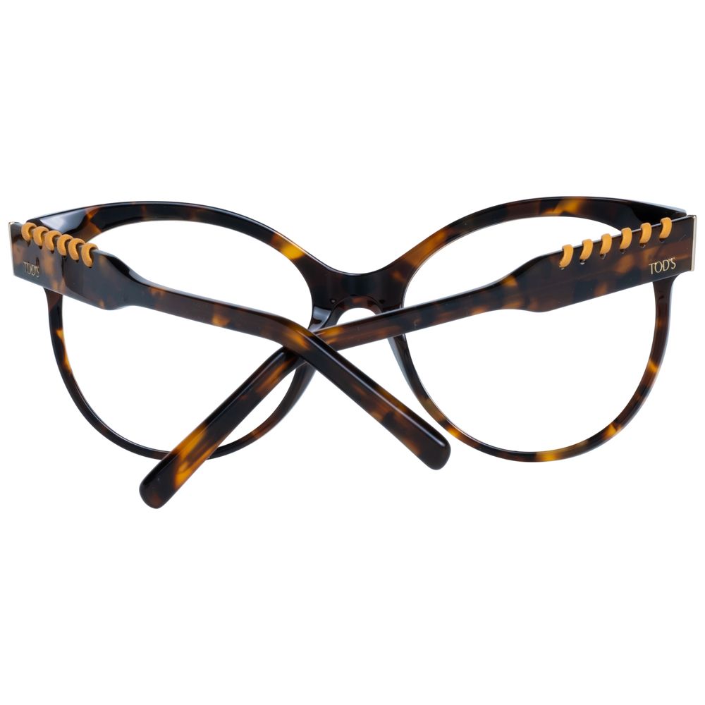 Round style brown women's optical frames with branded case