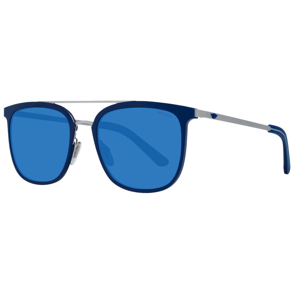 Police Gray Men Sunglasses with Gunmetal Metal & Plastic Frame and Blue Plastic Lenses