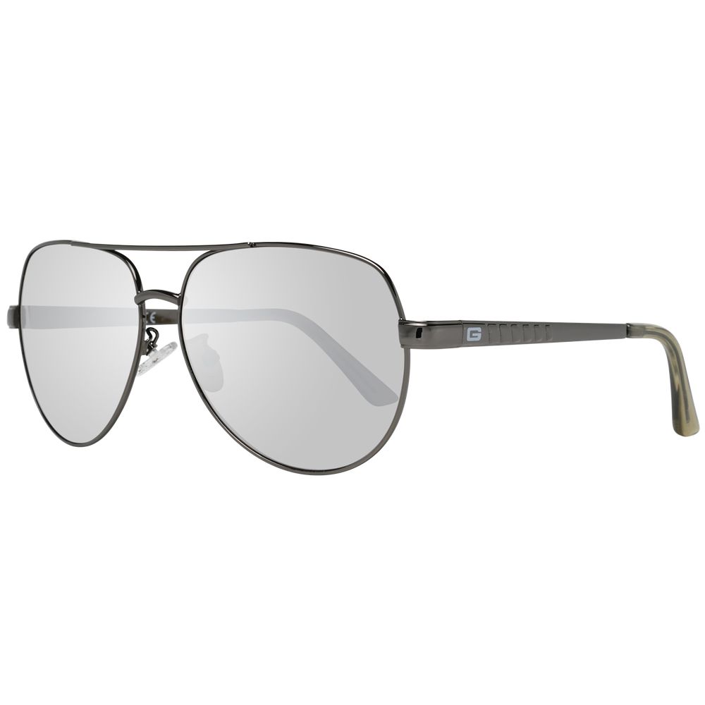 Guess Gunmetal Aviator Sunglasses with Silver Mirrored Plastic Lenses