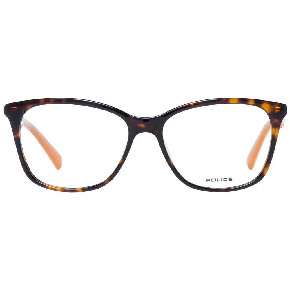 Close-up of brown plastic frame with transparent plastic lenses