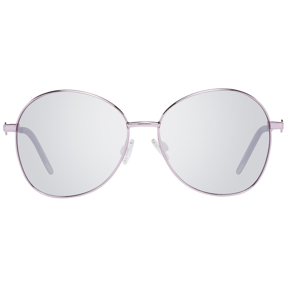 Aviator style sunglasses with rose gold frame and purple lenses