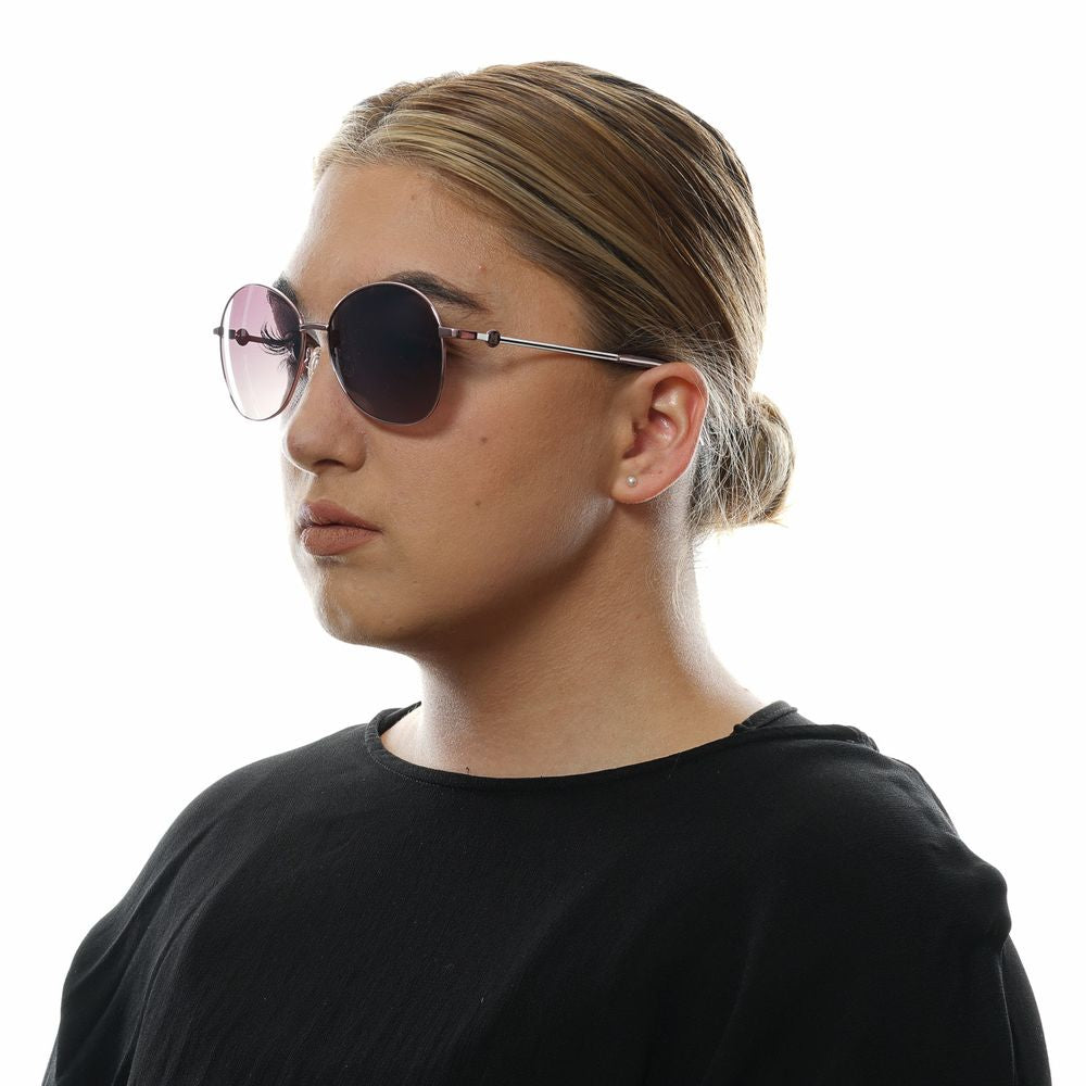 Purple lenses plastic sunglasses with 54-14-140 size and neutral pouch