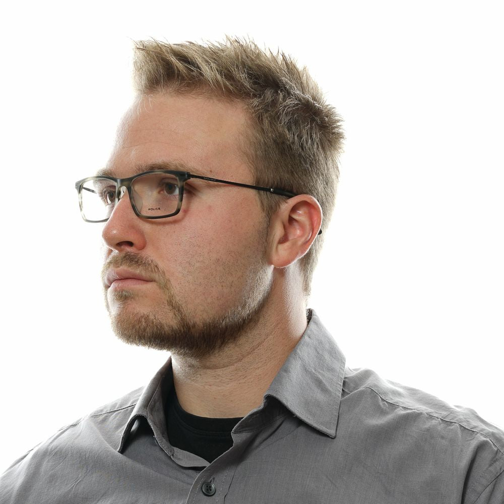 Police gray men's optical frames with 52mm lenses, metal & plastic