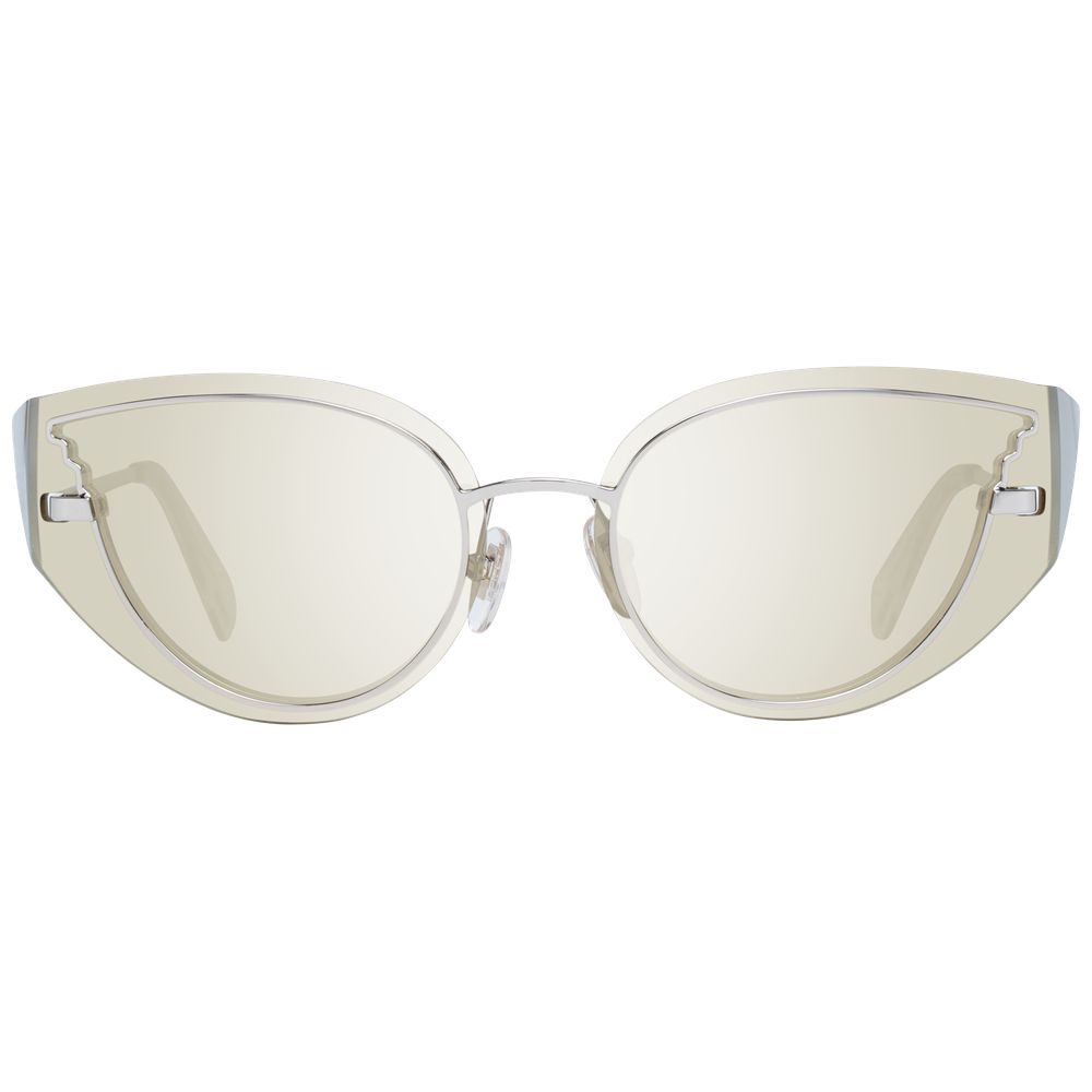 100% UVA & UVB Protection Police Gold Women Sunglasses with 63mm Width Gold Plastic Lenses