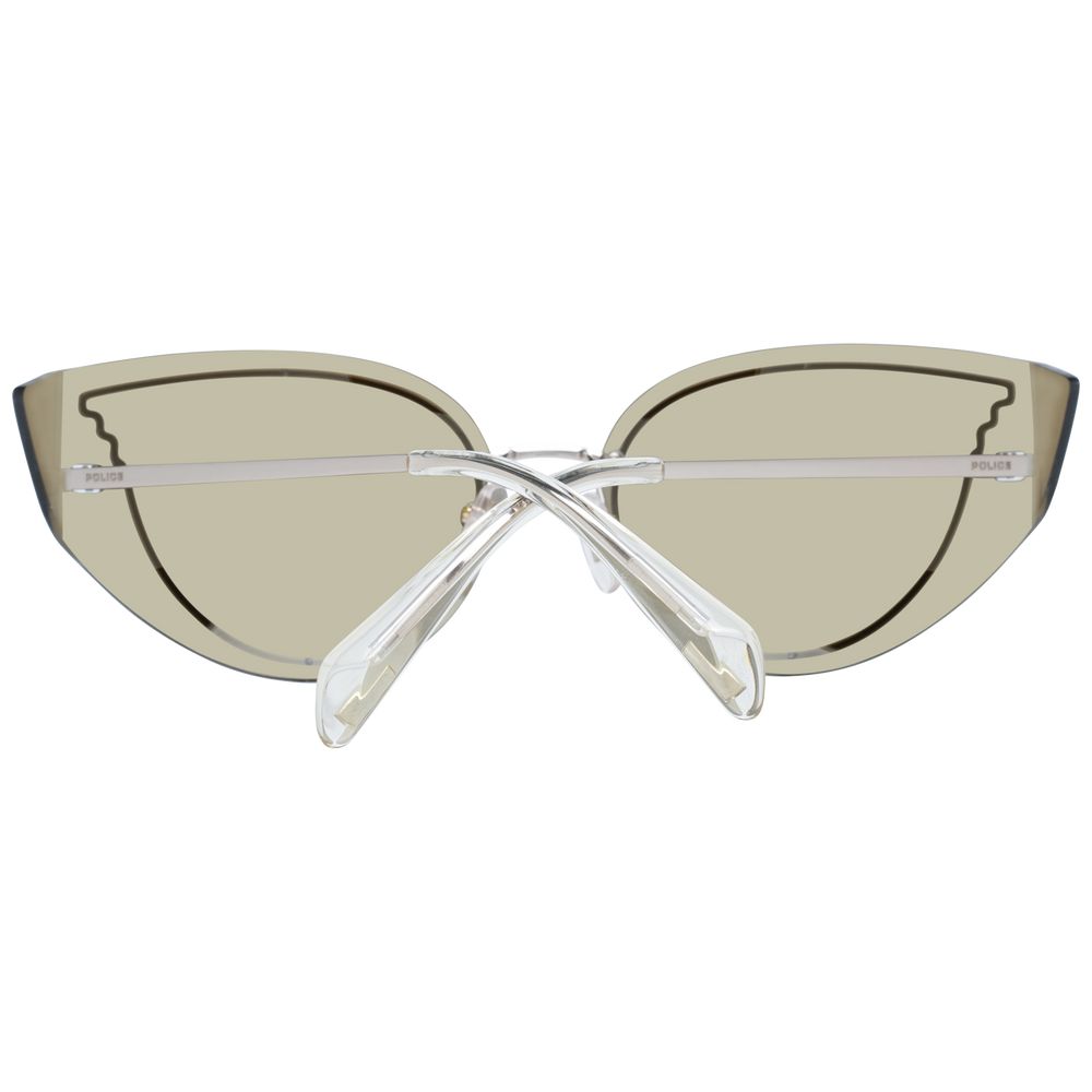 Gold Cat Eye Style Police Women Sunglasses with 63-14-135 Frame Size and 47mm Height Lenses