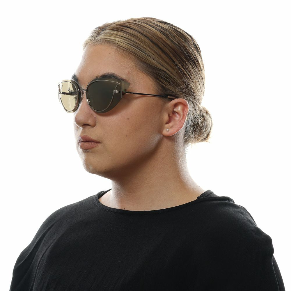 Gold Cat Eye Police Women Sunglasses with 148mm Frame Width and 135mm Temples Length