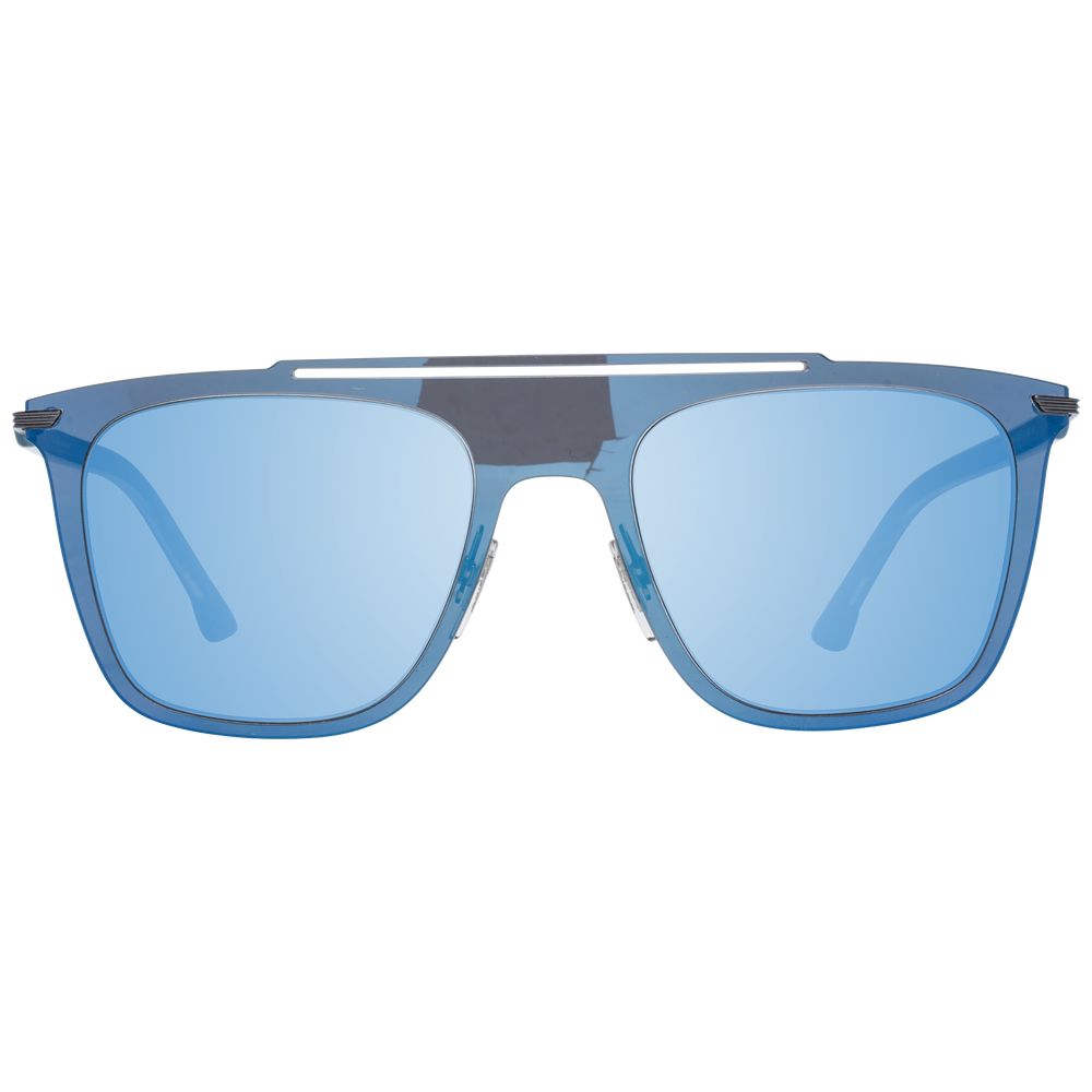Blue rectangular sunglasses for men with plastic and metal frame