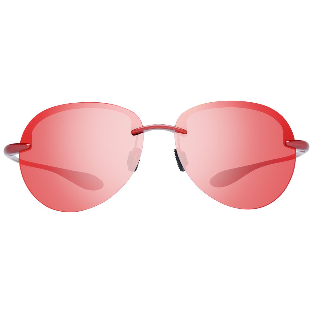 Red plastic frame men sunglasses with multicolor mirrored lenses 100% UVA & UVB protection Size: 62-14-140