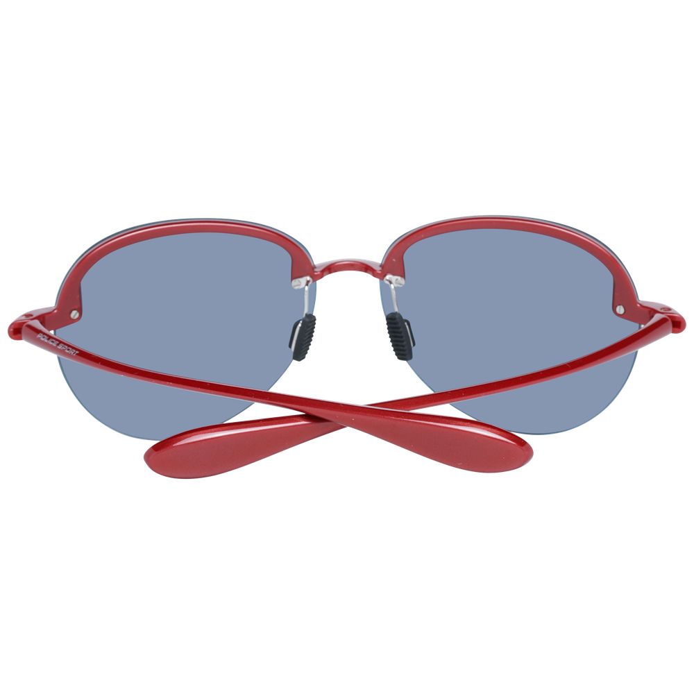 Red plastic sunglasses for men with oval multicolor mirrored lenses 100% UVA & UVB protection Size: 62-14-140