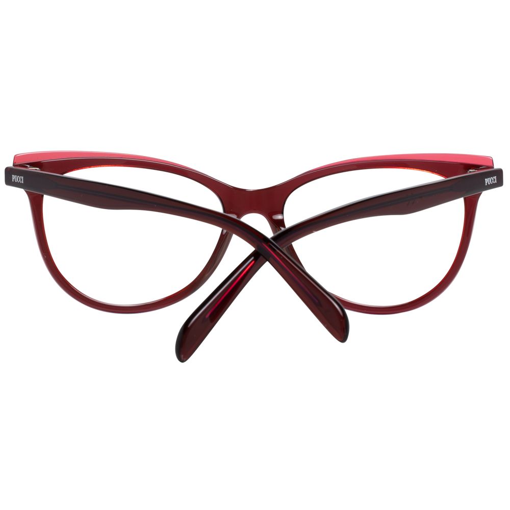 Red plastic frames, 53mm lenses width, 16mm bridge width