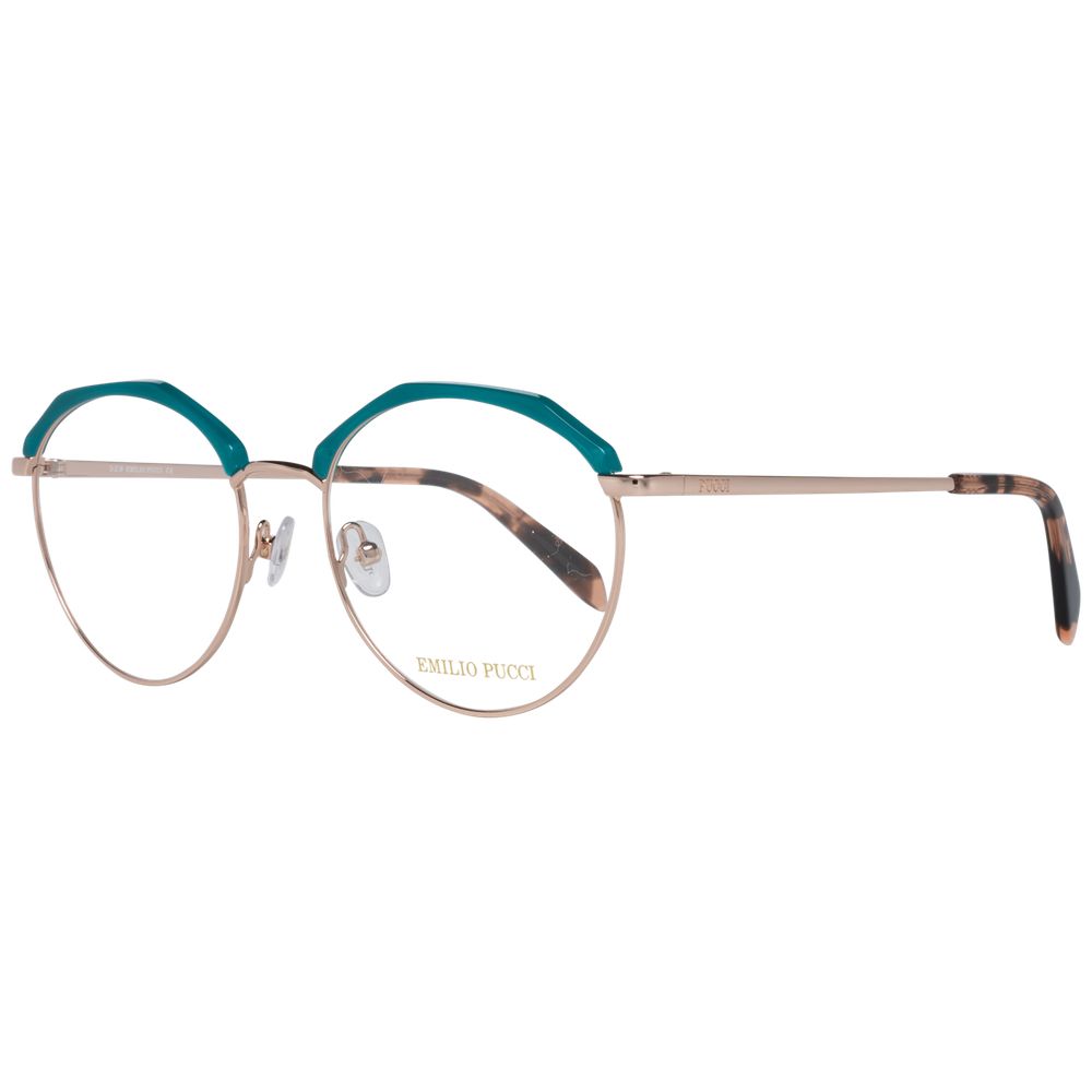 Emilio Pucci Turquoise Women Optical Frames, Metal frame in turquoise with full-rim style and gold color
