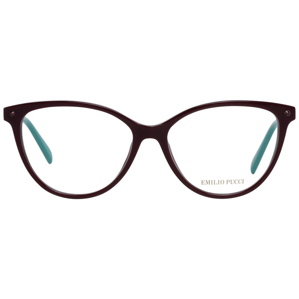 Burgundy women optical frames with metal and plastic materials, full-rim style