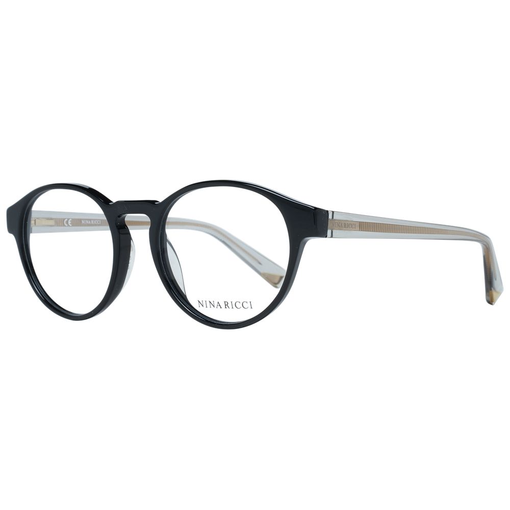 Nina Ricci Black Women Optical Frames, full-rim plastic frame with spring hinge