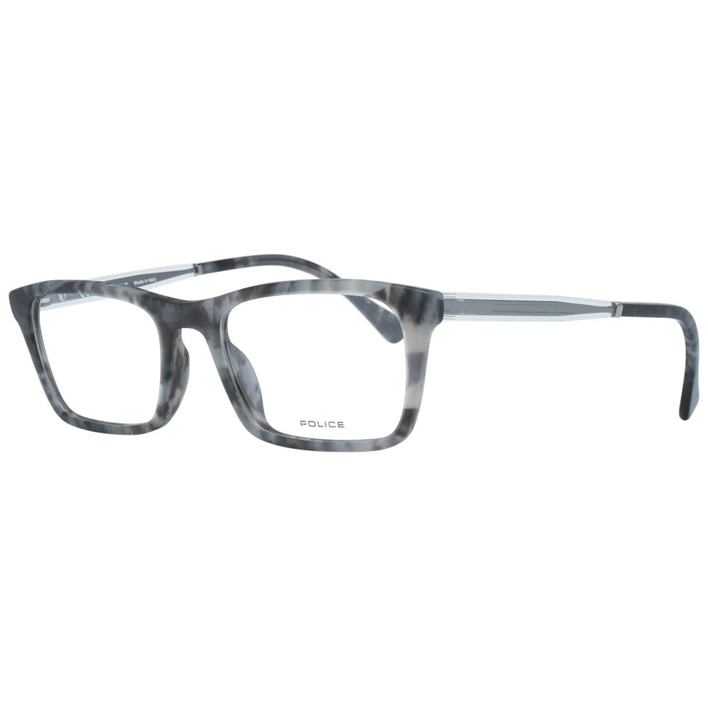Close-up of Police Gray Men Optical Frames with plastic grey full-rim frame and branded case included