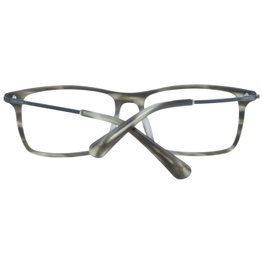 High-quality police gray men optical frames featuring a full-rim design and branded case for storage