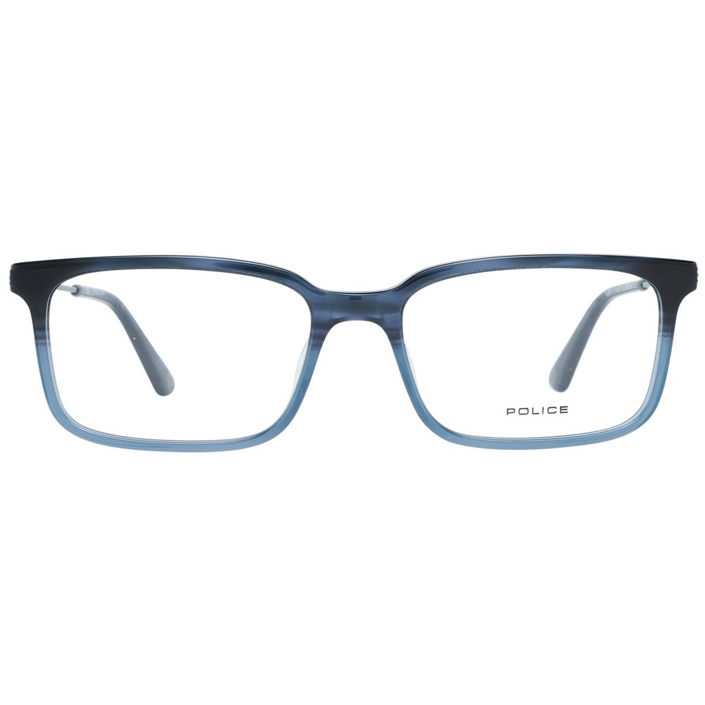 Blue Police Men's Eyeglasses with Metal & Plastic Frame in Size 52-17-145 and Branded Case