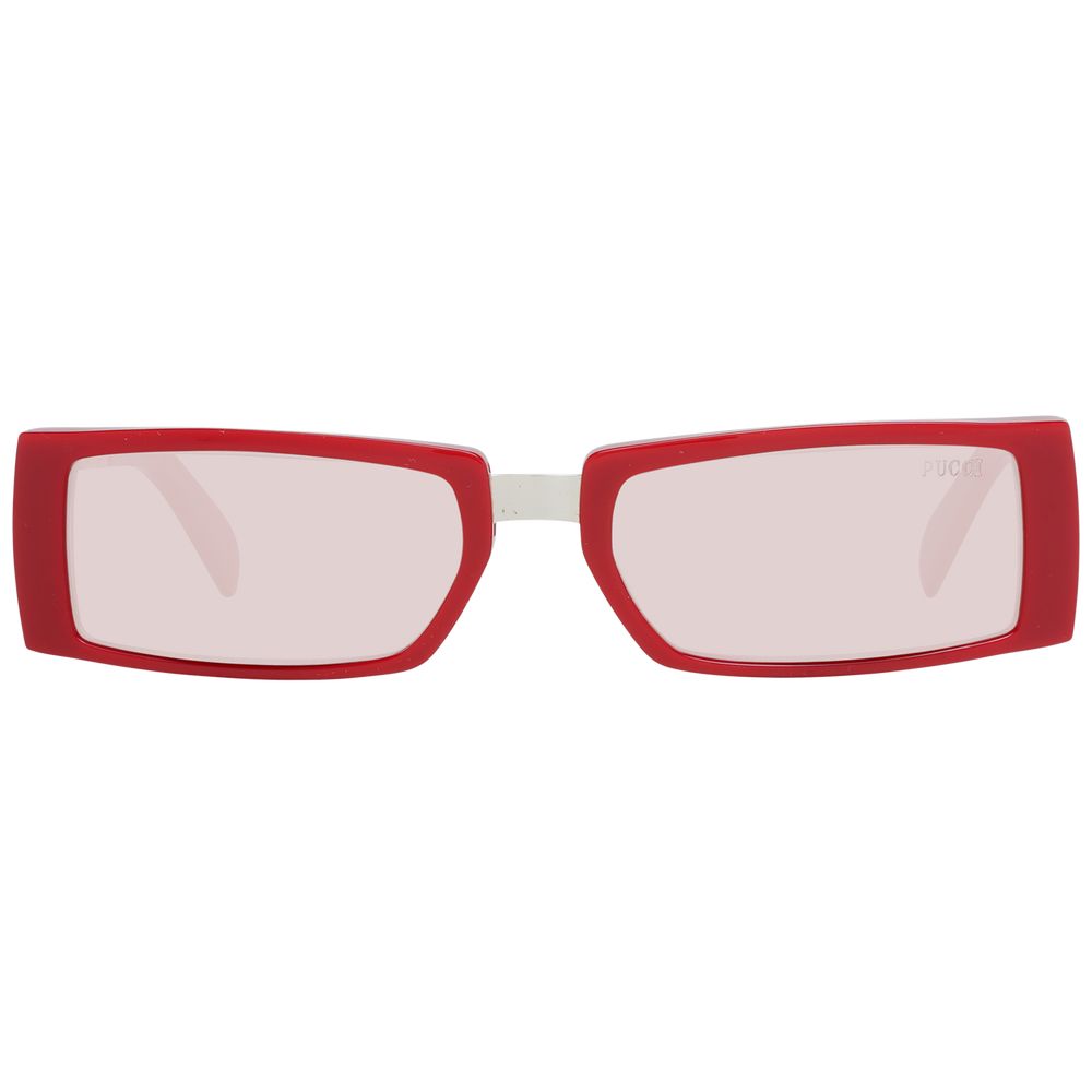 Rectangle style red plastic frame sunglasses for women