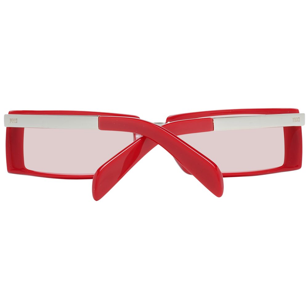 Red sunglasses with 100% UVA & UVB protection and branded case