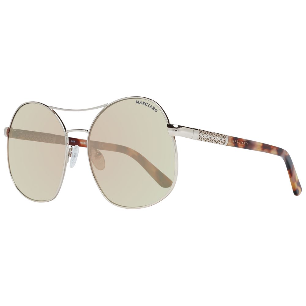 Rose gold oval sunglasses for women with multicolor gradient lenses and 100% UVA & UVB protection