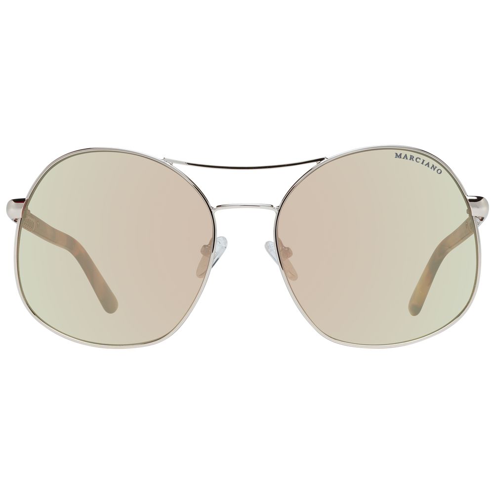 Fashionable rose gold metal frame sunglasses with multicolor gradient lenses for women