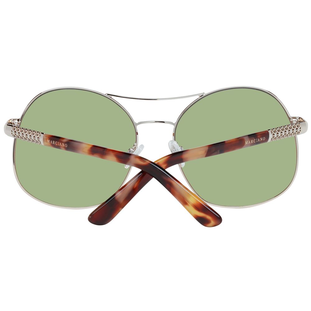 Elegant rose gold women's sunglasses with oval frames and multicolor gradient plastic lenses