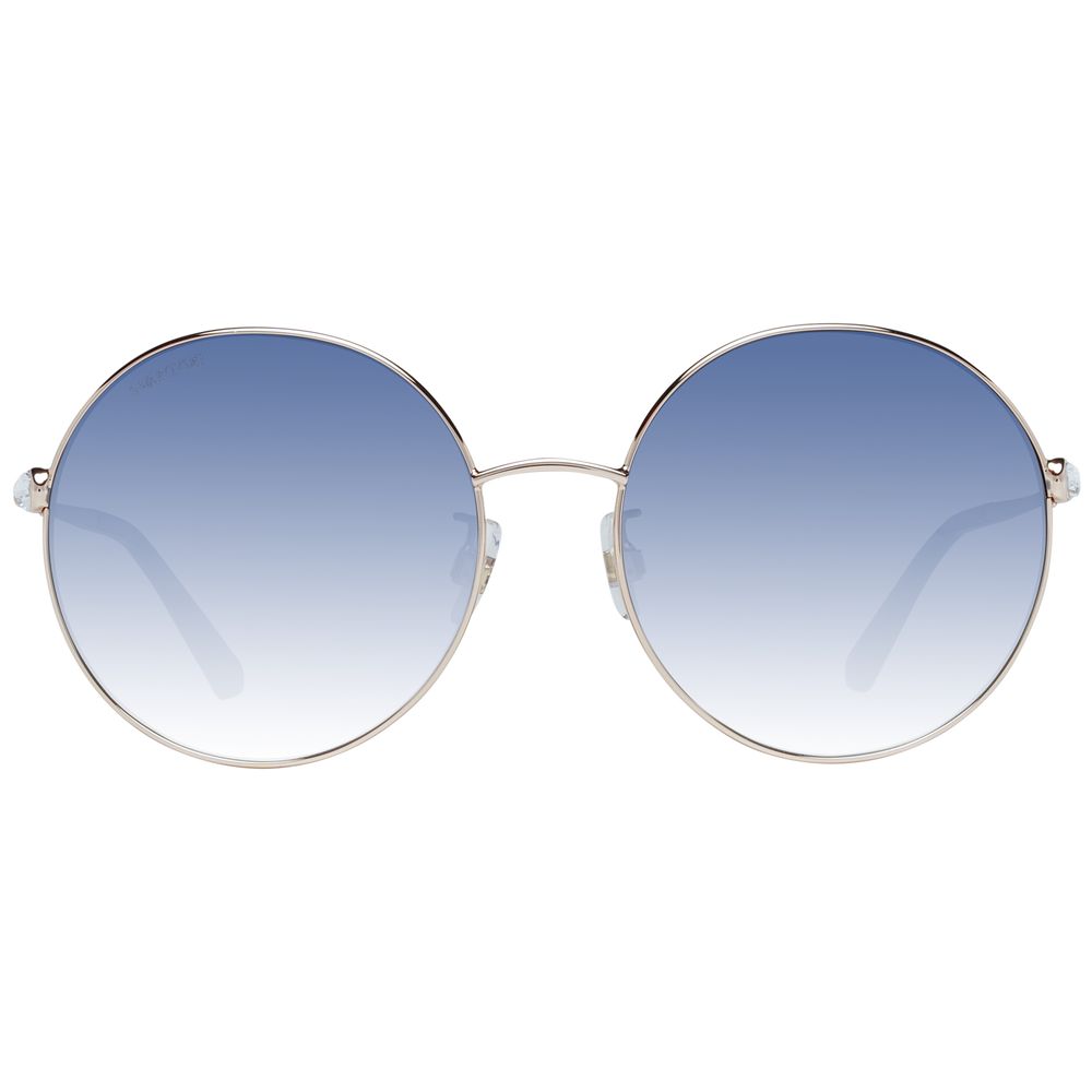 Round Rose Gold Metal Sunglasses with Blue Gradient Plastic Lenses