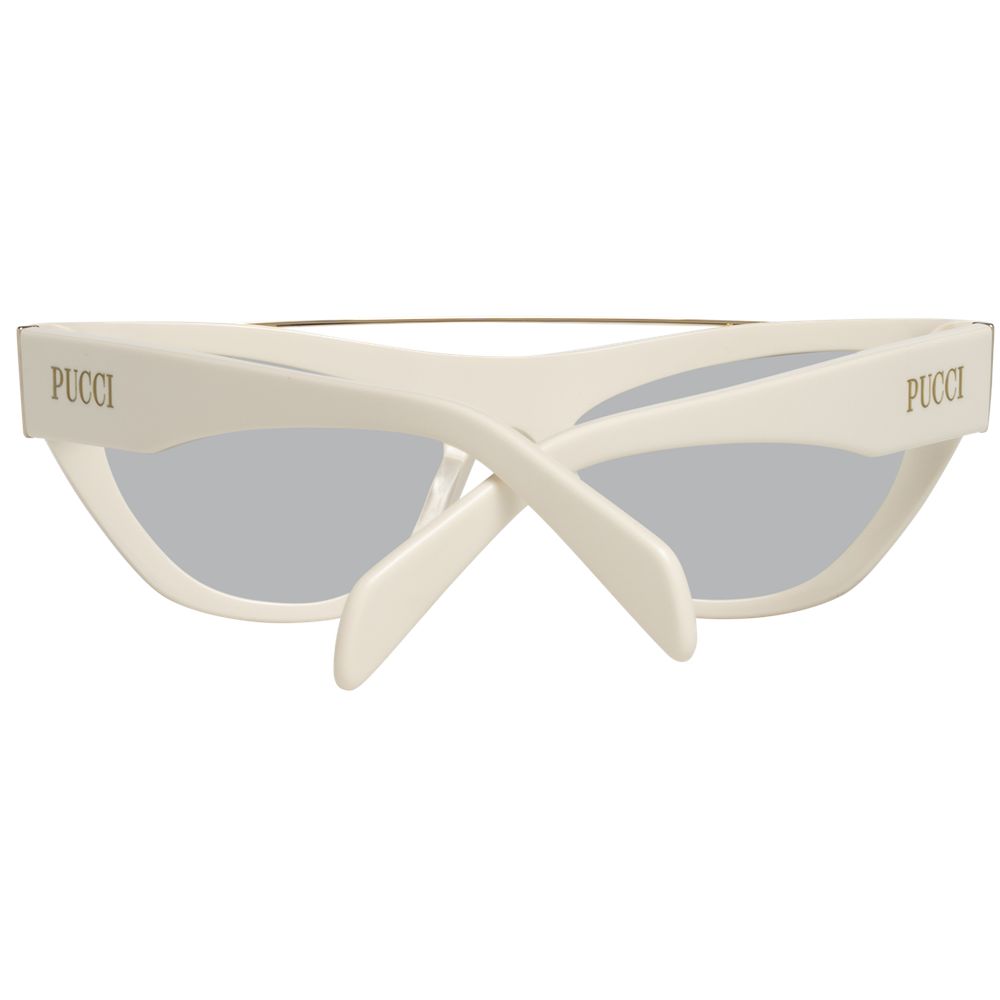 Emilio Pucci White Women Sunglasses with Oversized Square Frames and Gold Logo Detail