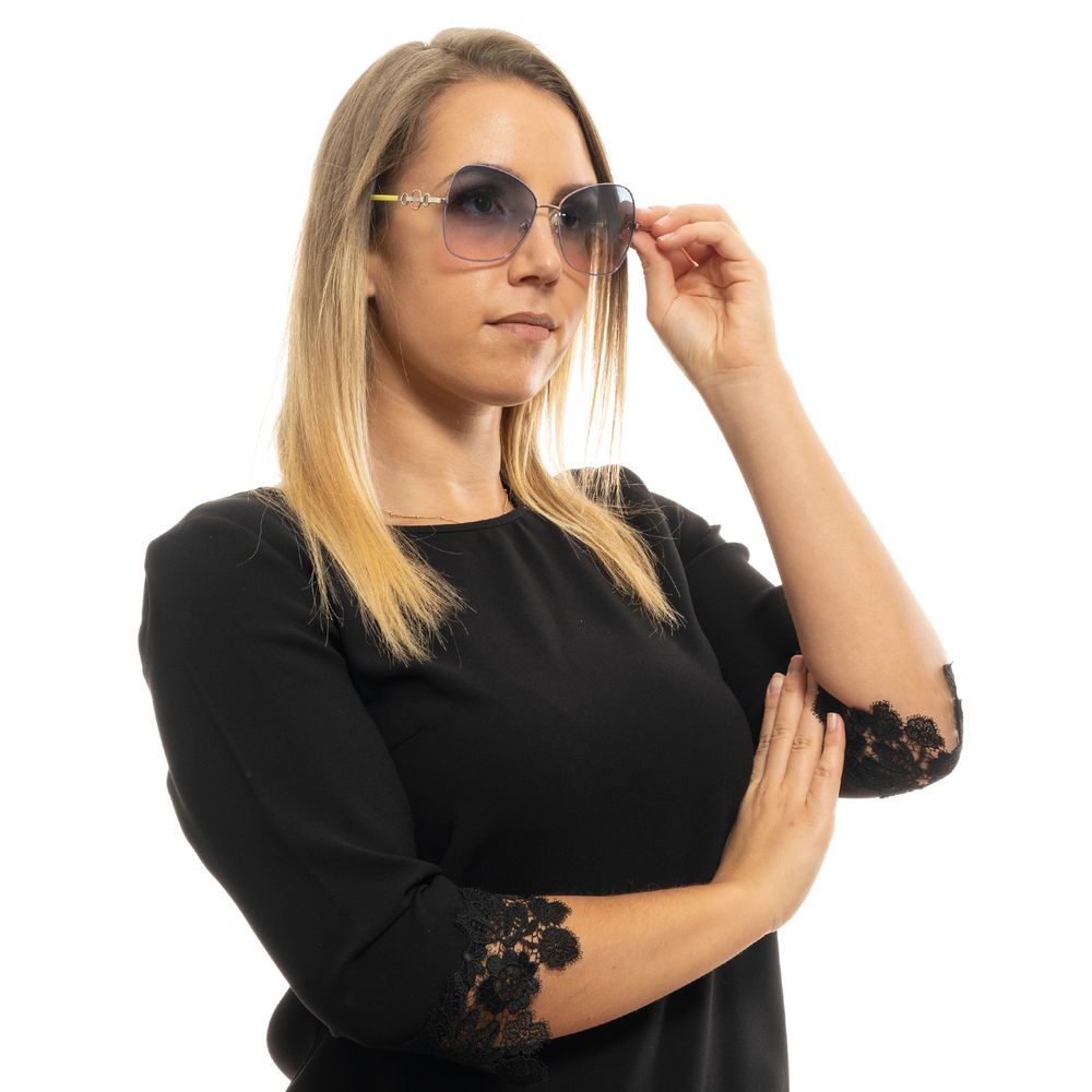 Emilio Pucci Silver Women Sunglasses with stylish oversized frames and mirrored lenses