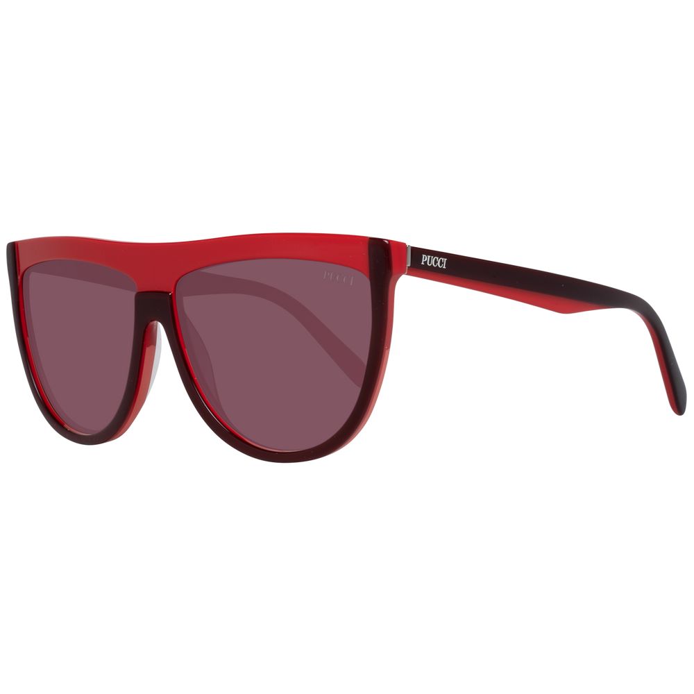 Burgundy oval-shaped women sunglasses with brown gradient lenses