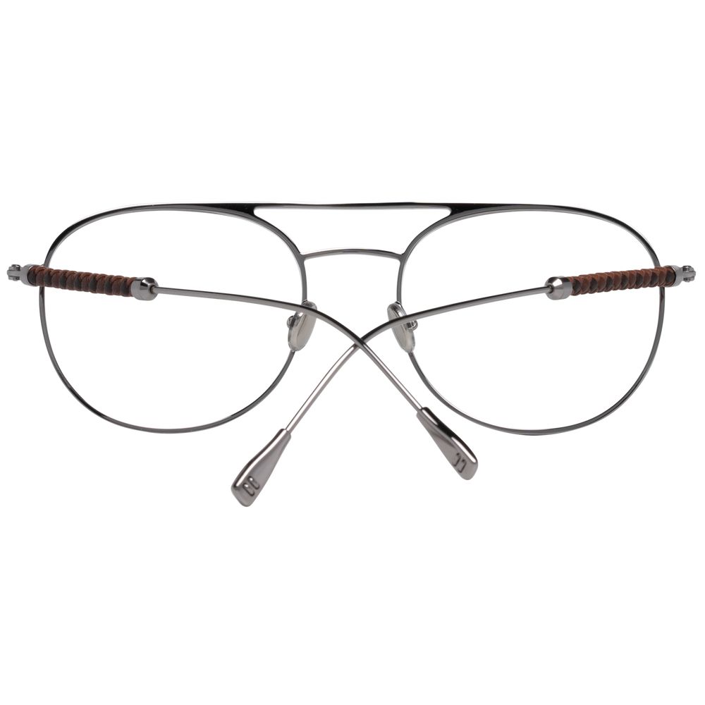Silver men's optical frames with 55mm width lenses and branded case
