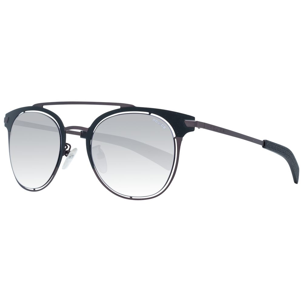 Police Black Men Sunglasses with Round Grey Mirrored & Gradient Lenses