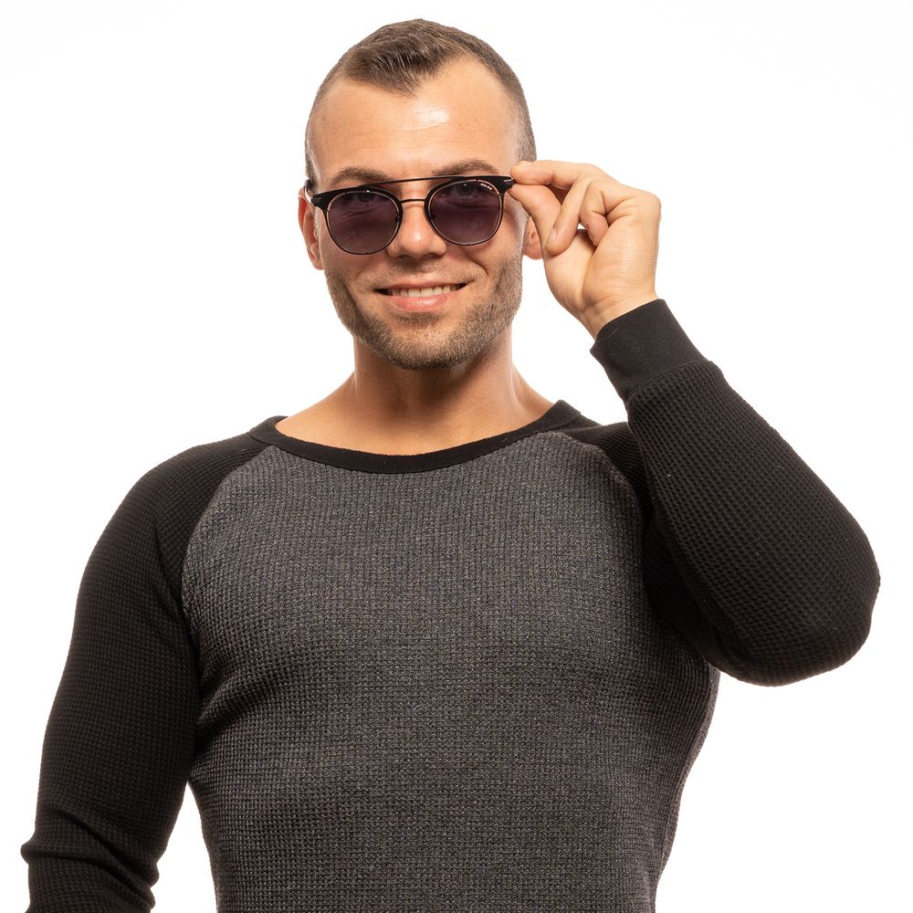 Black Round Sunglasses with Plastic Lenses and Full-Rim Style