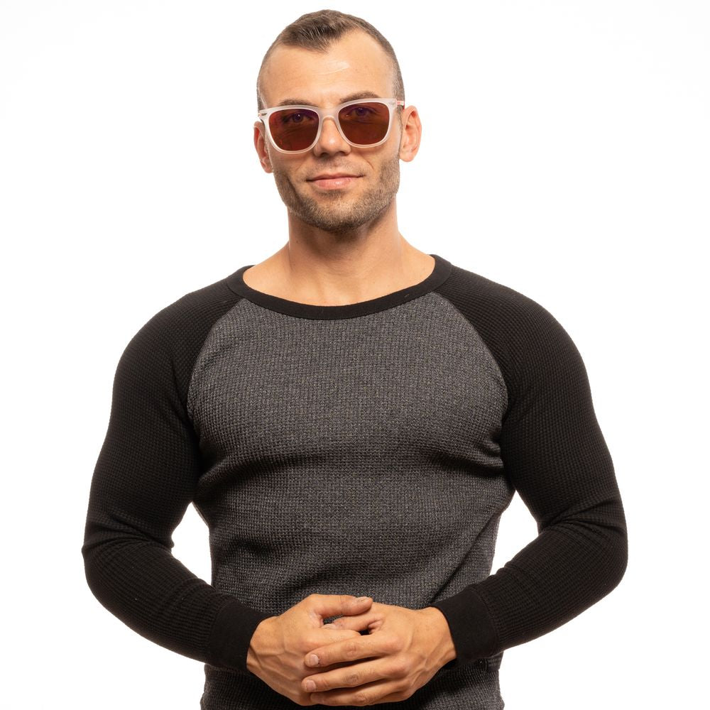 Police Men's Sunglasses with Transparent Plastic Frame and 56mm Multicolor Polarized Lenses