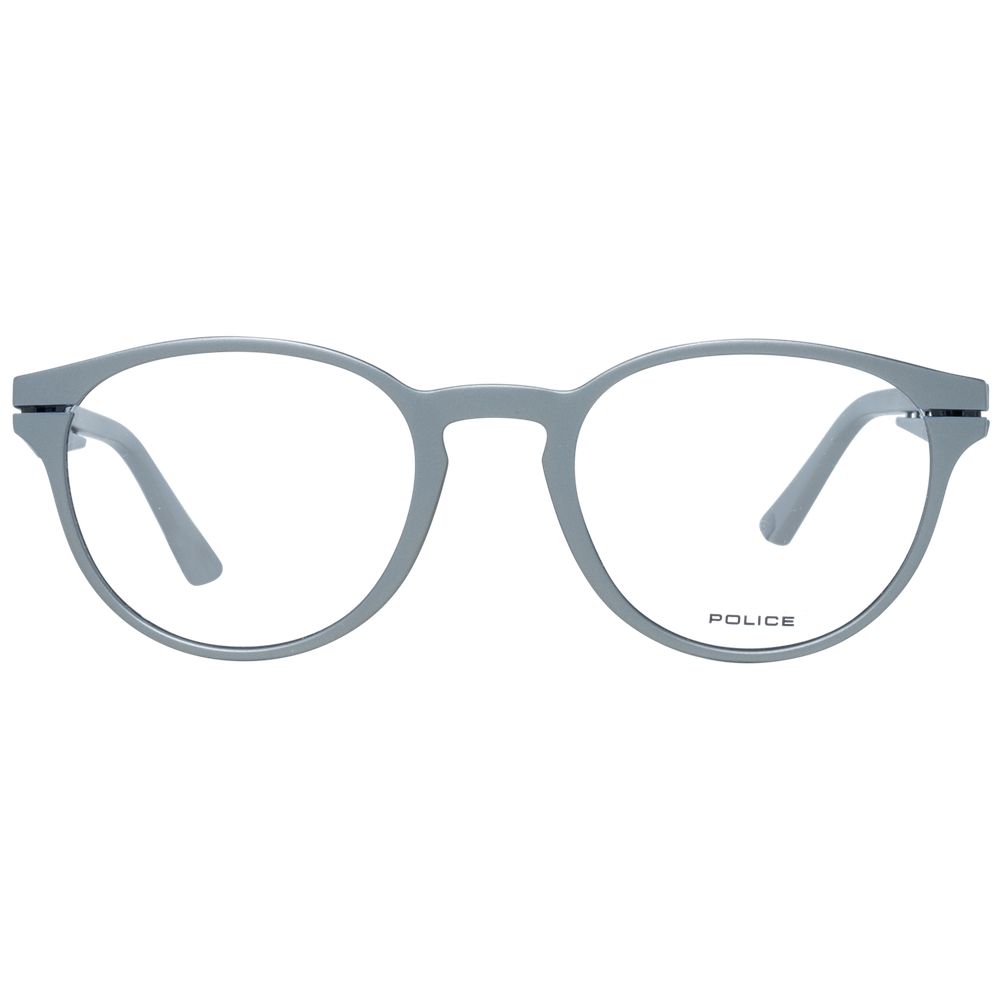 Round style demo glasses with plastic lenses in grey