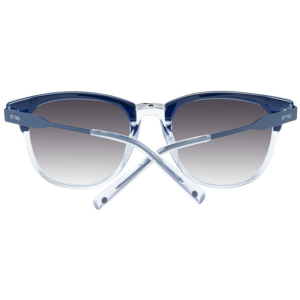 Rectangle style blue sunglasses with 51mm lenses and 20mm bridge width