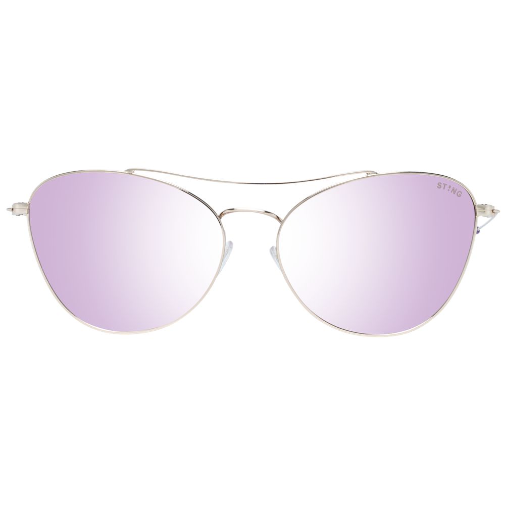 Gold metal frame women's sunglasses with silver mirrored lenses