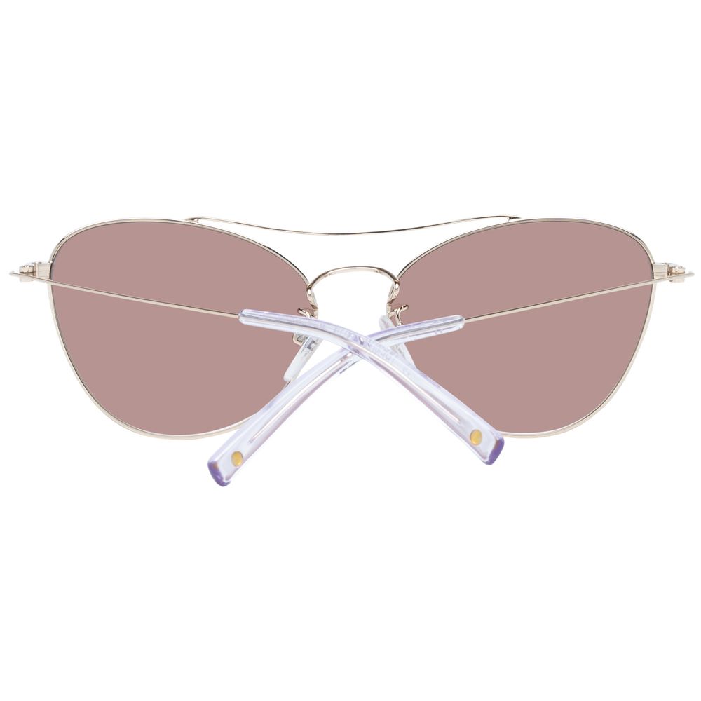Fashionable women's sunglasses with gold frame and silver gradient lenses