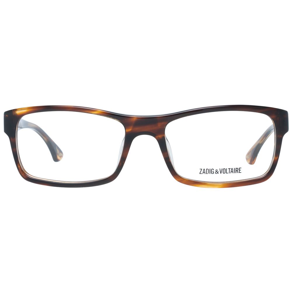 Men's brown optical frames with plastic frame material and demo glasses lenses color