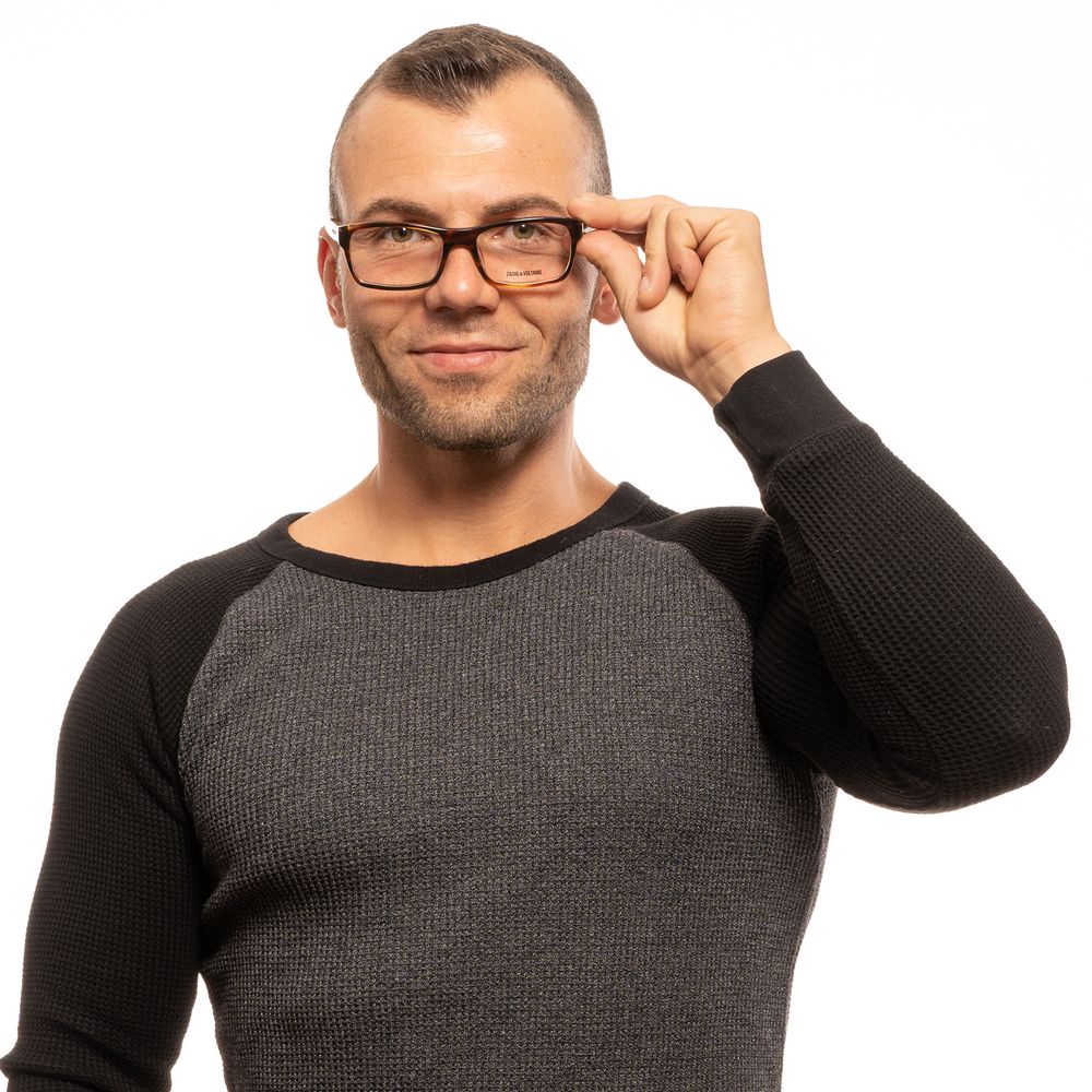 Men's brown optical frames with 54-18-140 size and plastic lenses material