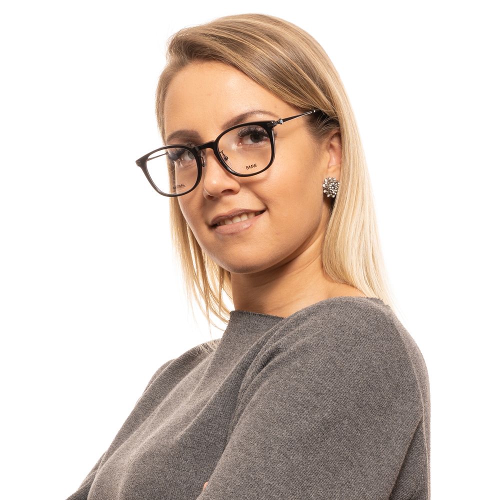 Demo glasses unisex optical frames with black plastic frame and 145mm temples length
