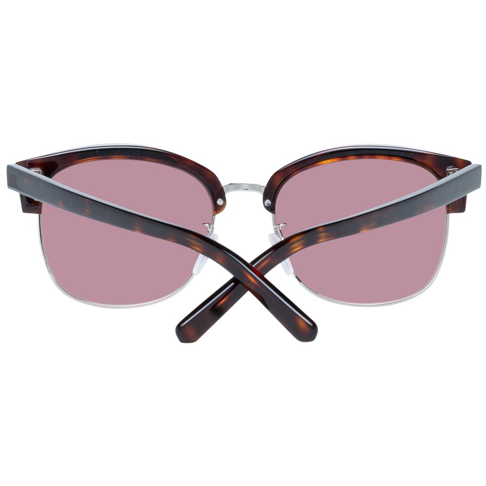 Metal & Plastic Frame Brown Sunglasses with Rose Plastic Lenses