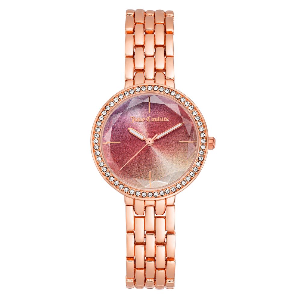 Juicy Couture Rose Gold Women Watch with Quartz Battery and Rhine Stone Facing