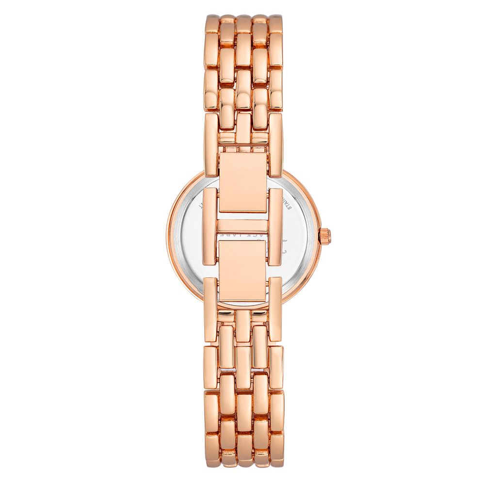 Rose Gold Analog Women's Watch with Red Gold Case and Metal Wristband