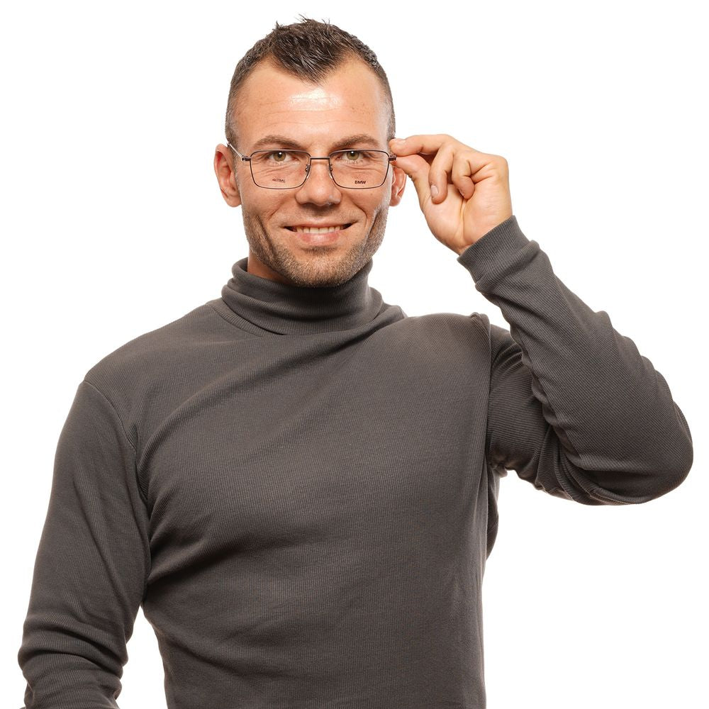 Men's gunmetal optical frames by BMW with plastic lenses, 56mm lenses width, 35mm lenses height, and 17mm bridge width