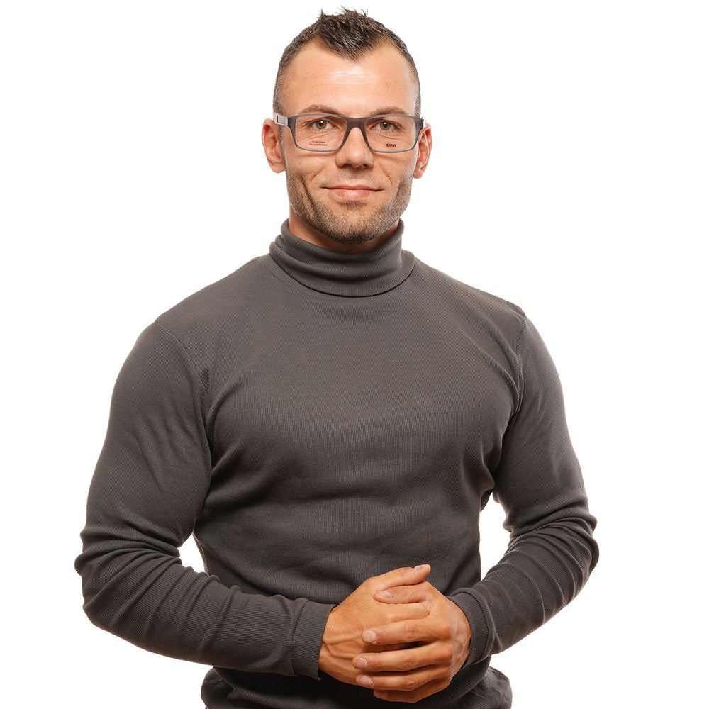 Shipment includes branded case for the men's grey optical frames